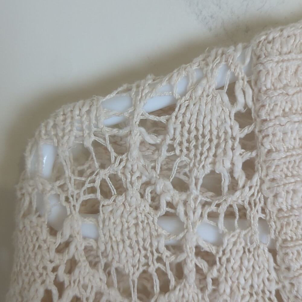 Cottagecore Embroidered Open Knit Sweater 100% Cotton Women's Medium - Picture 5 of 11